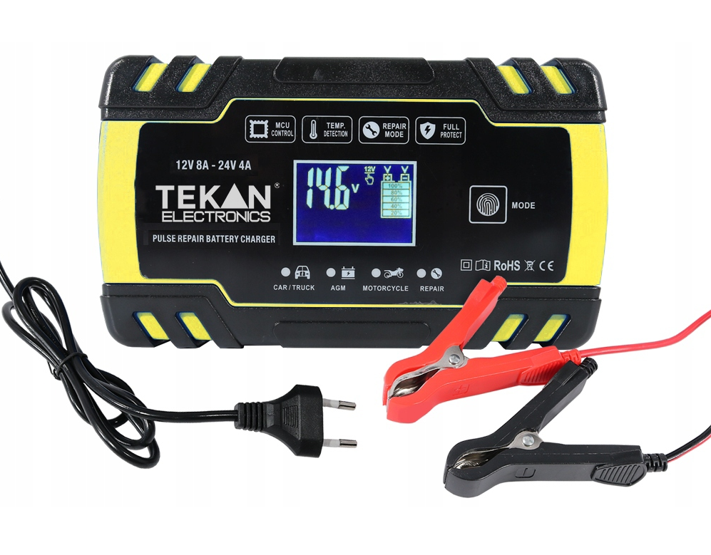 MOCNY PROSTOWNIK AUTOMATYCZNY LCD 12V 8A - 24V 4A