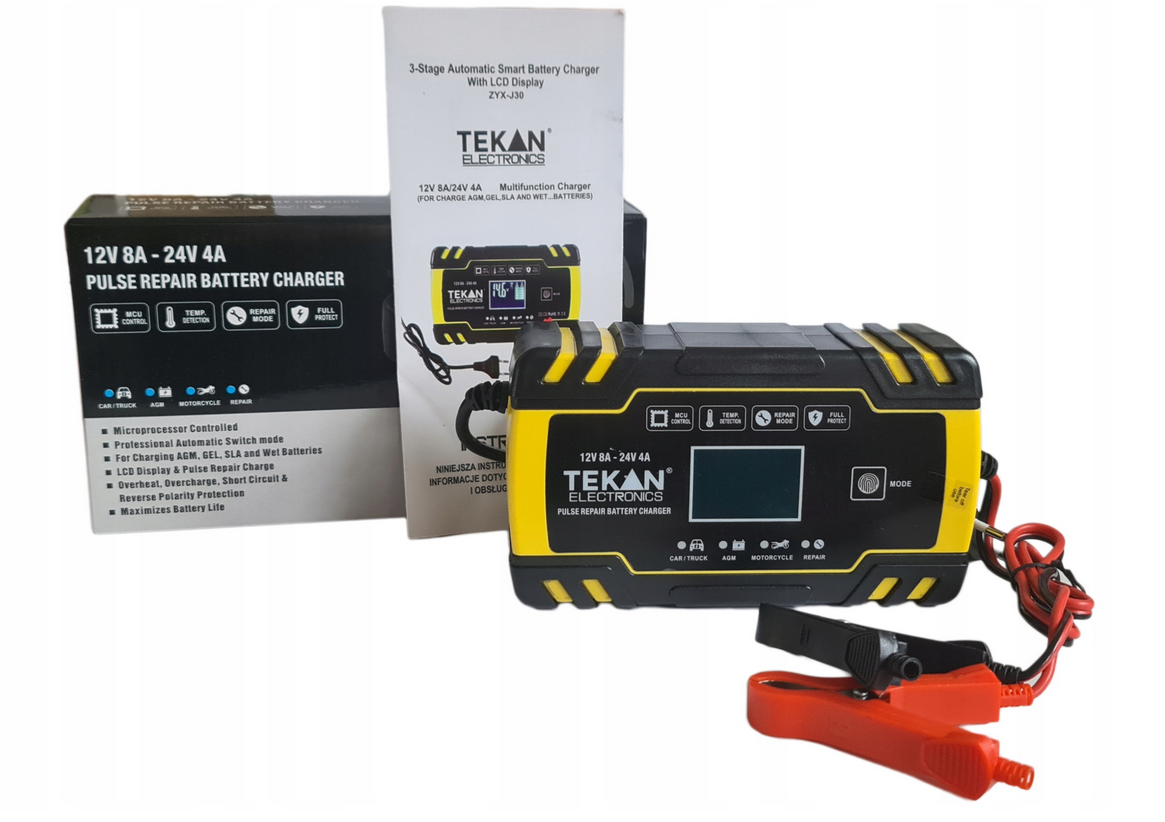 MOCNY PROSTOWNIK AUTOMATYCZNY LCD 12V 8A - 24V 4A