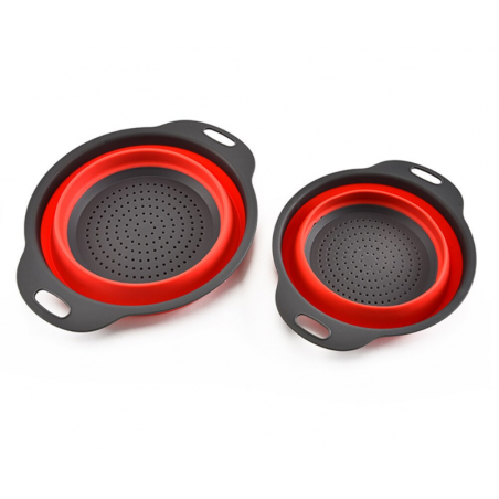 SILIKONOWY DURSZLAK CEDZAK SKŁADANY SITKO 2szt CZERWONE