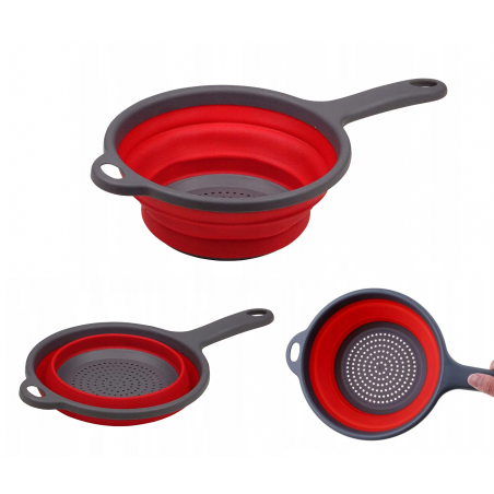 SILIKONOWY DURSZLAK SITKO CEDZAK Z RĄCZKĄ 32 cm Czerwony