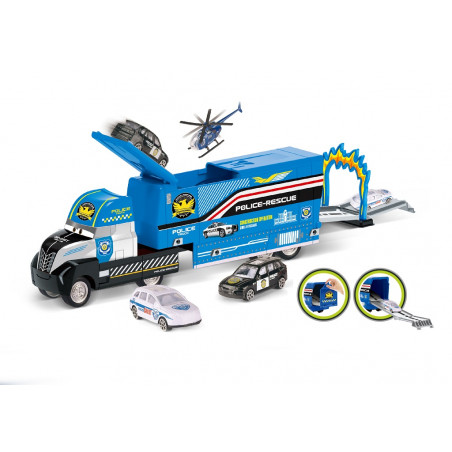 DUŻA CIĘŻARÓWKA POLICJA Z AUTAMI