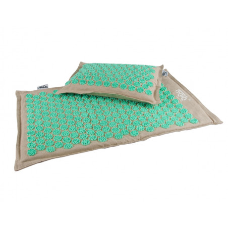 MATA DO AKUPRESURY Z KOLCAMI NATURALNA KOKOS GRYKA BEŻ + SELEDYN