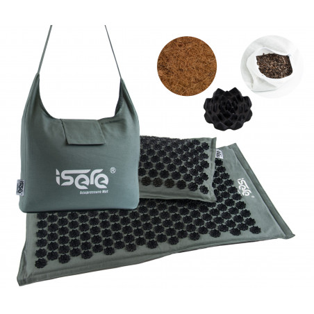 MATA DO AKUPRESURY Z KOLCAMI NATURALNA KOKOS GRYKA SZARY + CZARNY