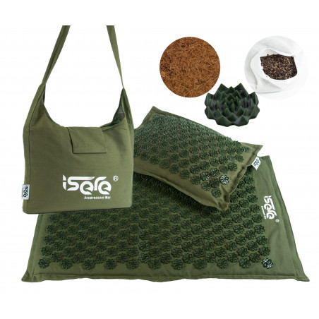 MATA DO AKUPRESURY Z KOLCAMI NATURALNA KOKOS GRYKA ZIELONY