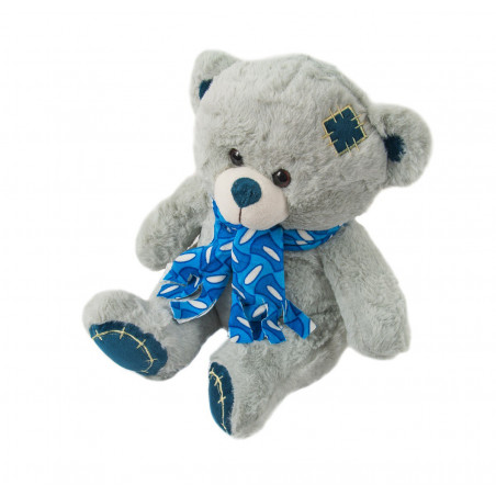 PLUSZOWY MIŚ W SZALICZKU 30cm NIEBIESKI