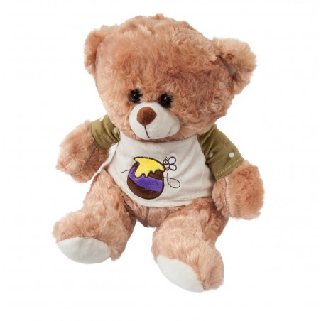 PLUSZOWY MIŚ W KOSZULCE Z MIODKIEM 30cm BRĄZOWY