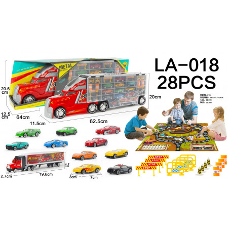 CIĘŻARÓWKA Z RESORAKAMI I ZNAKAMI + PLANSZA DO GRY Z KOSTKĄ