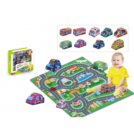 MATA Z ULICAMI DLA DZIECI + SZMACIANE SAMOCHODZIKI