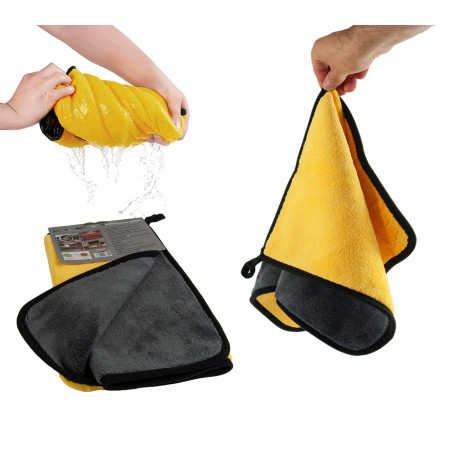 RĘCZNIK SAMOCHODOWY ŚCIERKA MIKROFIBRA 30x60 ŻÓŁTO SZARY