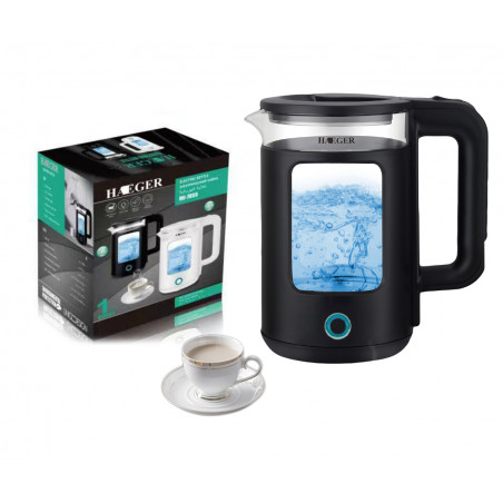 CZAJNIK ELEKTRYCZNY SZKLANY 2l 2000W HAEGER CZARNY