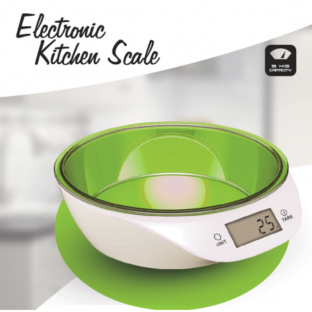 WAGA KUCHENNA ELEKTRONICZNA 5kg Z MISKĄ ZIELONY