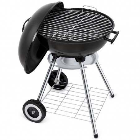 GRILL OGRODOWY OKRĄGŁY NA KÓŁKACH BBQ 17" CZARNY