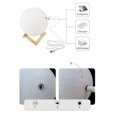 NAWILŻACZ POWIETRZA DYFUZOR LAMPKA NOCNA LED KSIĘŻYC