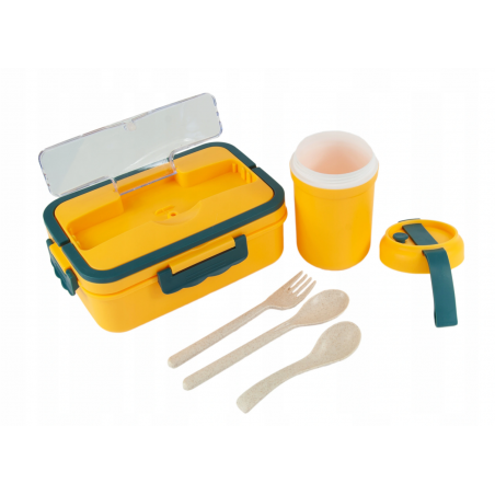 LUNCH BOX ŚNIADANIÓWKA POJEMNIK 1000ml KUBEK 300ml ŻÓŁTY