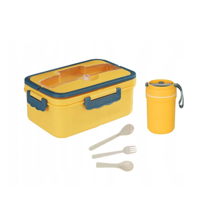 LUNCH BOX ŚNIADANIÓWKA POJEMNIK 1500ml KUBEK 300ml ŻÓŁTY