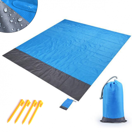 MATA PIKNIKOWA PLAŻOWA 200x200 POKROWIEC NIEBIESKI