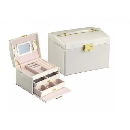 KUFEREK SZKATUŁKA PUDEŁKO ORGANIZER NA BIŻUTERIĘ BIAŁY