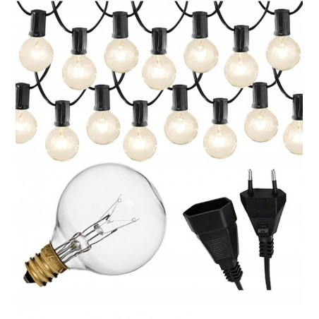 GIRLANDA ŚWIETLNA OGRODOWA 7,5m 25 ŻARÓWEK ŁAŃCUCH