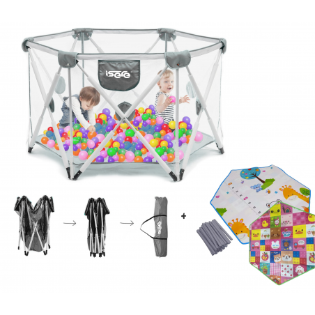 KOJEC DLA DZIECI SKŁADANY ISERE PREMIUM MATA GĄBKI TORBA