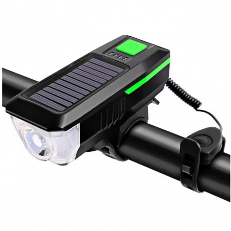 Lampka rowerowa LED 2w1 dzwonek USB/SOLARNA