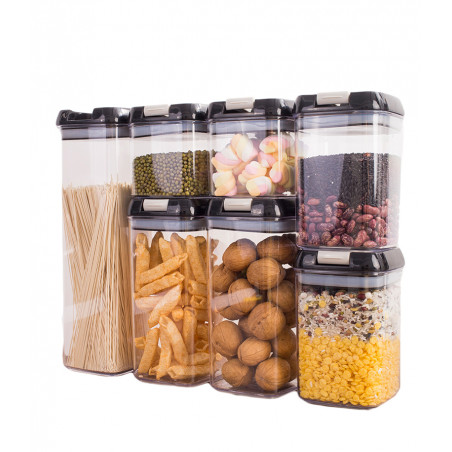 7x POJEMNIKI NA ŻYWNOŚĆ PLASTIKOWE Z POKRYWKĄ KUCHENNE ZESTAW 7SZT