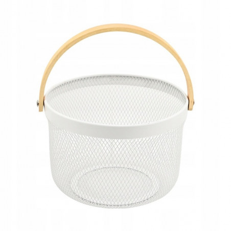 copy of KOSZ OZDOBNY METALOWY KOSZYK Z UCHWYTEM DREWNIANYM NA OWOCE WARZYWA LOFTOWY