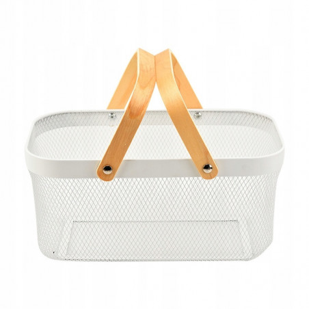 copy of KOSZ OZDOBNY METALOWY KOSZYK Z UCHWYTEM DREWNIANYM NA OWOCE WARZYWA LOFTOWY