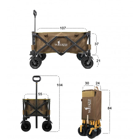 WÓZEK OGRODOWY TURYSTYCZNY TRANSPORTOWY PLAŻOWY NA GRUBYCH KOŁACH SKŁADANY