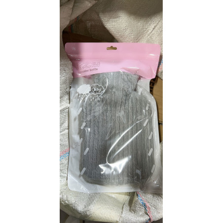 TERMOFOR NA WODĘ W POKROWCU PLUSZOWY OGRZEWACZ GUMOWY W SWETERKU 1L SZARY