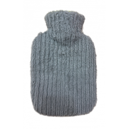 TERMOFOR NA WODĘ W POKROWCU PLUSZOWY OGRZEWACZ GUMOWY W SWETERKU 1L SZARY