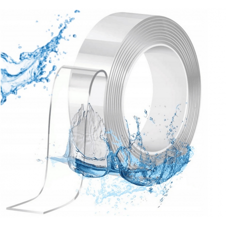 DWUSTRONNA TAŚMA PRZEZROCZYSTA NANO WIELOKROTNEGO UŻYTKU 2m