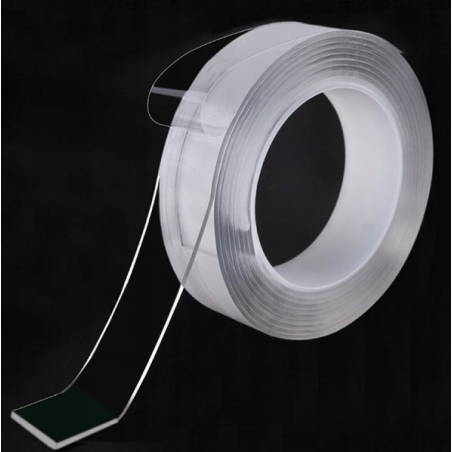 DWUSTRONNA TAŚMA PRZEZROCZYSTA NANO WIELOKROTNEGO UŻYTKU 2m