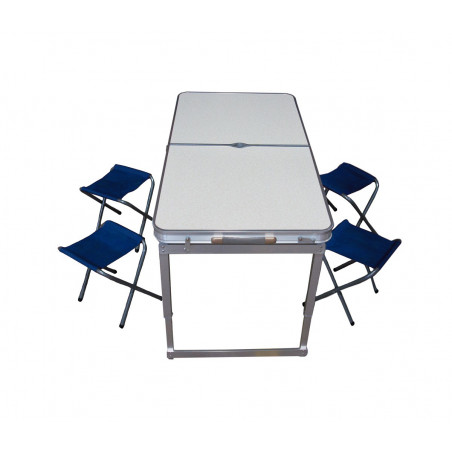 SKŁADANY STOLIK TURYSTYCZNY BIAŁY + 4 KRZESEŁKA : Kolor - Blue