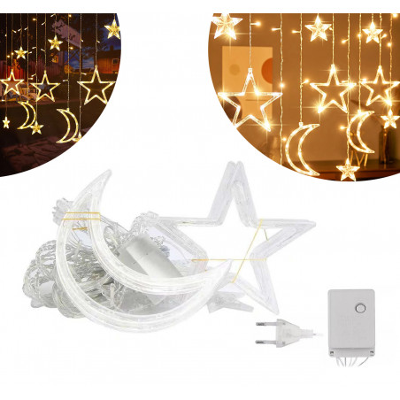 KURTYNA ŚWIETLNA LED GWIAZDKI LAMPKI CHOINKOWE ŚWIĄTECZNE GIRLANDA NA OKNO