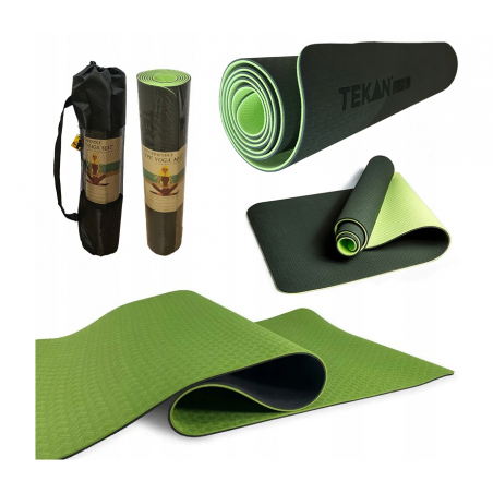 MATA GIMNASTYCZNA DO ĆWICZEŃ JOGI PILATESU FITNESS TPE DWUSTRONNA POKROWIEC