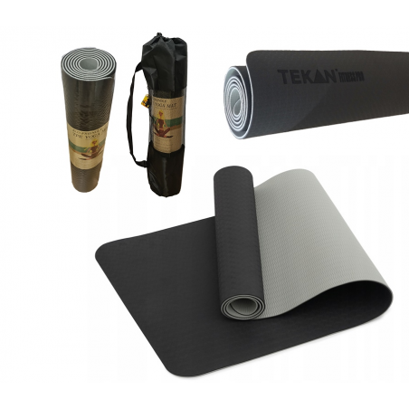 MATA GIMNASTYCZNA DO ĆWICZEŃ JOGI PILATESU FITNESS TPE DWUSTRONNA POKROWIEC