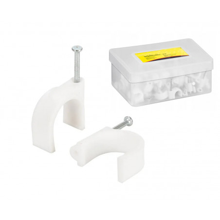 UCHWYT KABLOWY FLOP KLIPSY NA KABLE 10mm SPINKI KABLI OKRĄGŁE 100x BIAŁE