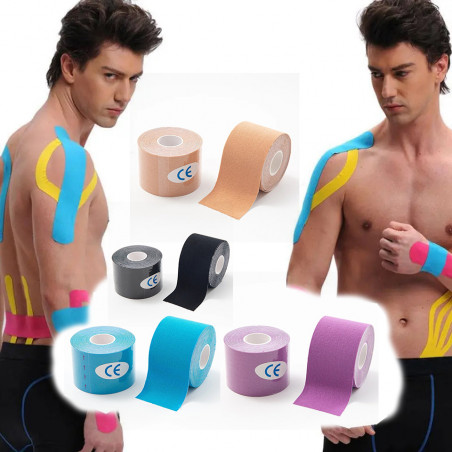 4x TAŚMA KINEZJOLOGICZNA TAPE TAPING TEJPY 5cm 5m WODOODPORNE PLASTRY