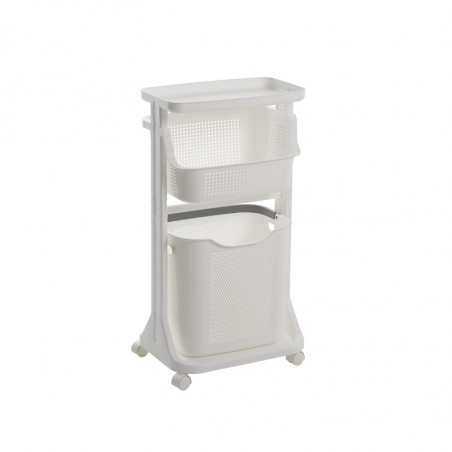SZAFKA ŁAZIENKOWA KUCHENNA PÓŁKA REGAŁ NA KÓŁKACH KOSZ NA PRANIE BIAŁA