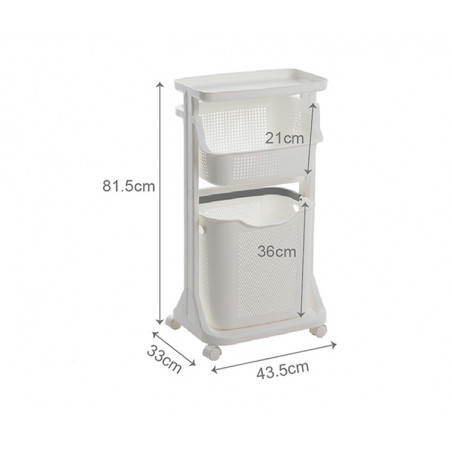 SZAFKA ŁAZIENKOWA KUCHENNA PÓŁKA REGAŁ NA KÓŁKACH KOSZ NA PRANIE BIAŁA