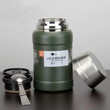 TERMOS TURYSTYCZNY OBIADOWY NA ZUPĘ ŻYWNOŚĆ STAL 316 TERMICZNY ETUI + ŁYŻKA