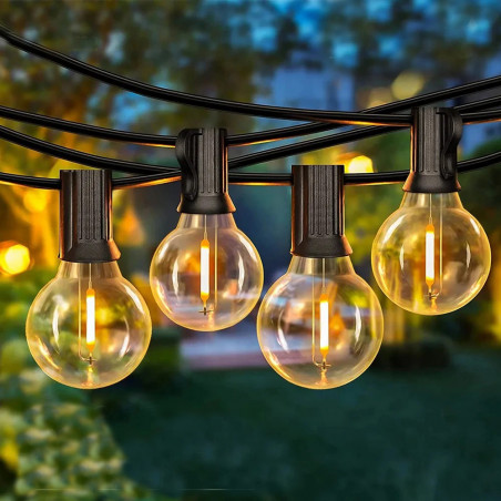 GIRLANDA OGRODOWA ŚWIETLNA 25 ŻARÓWEK LED ZEWNĘTRZNA DEKORACJA WODOODPORNA