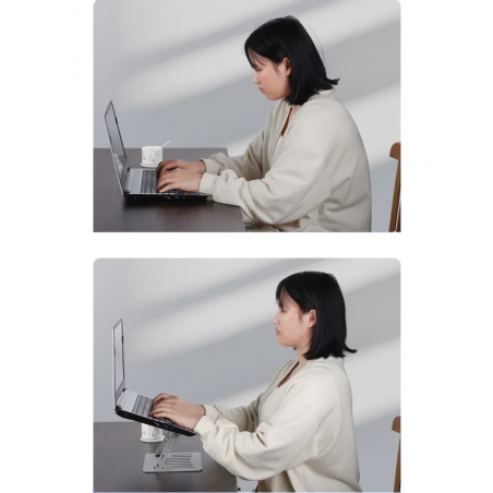 PODSTAWKA POD LAPTOPA SKŁADANA REGULOWANA ALUMINIOWA STOJAK Z CHŁODZENIEM SREBRNY