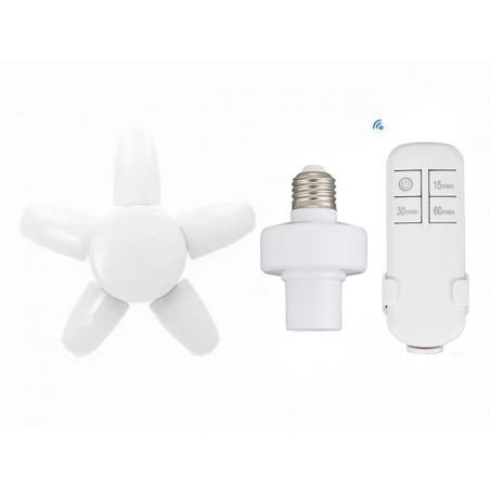 LAMPA LED GARAŻOWA ŻARÓWKA 5 RAMIENNA ROZKŁADANA + PILOT WYŁĄCZNIK CZASOWY