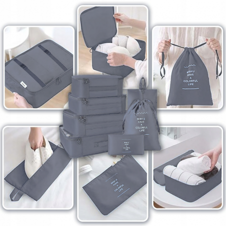 ORGANIZER PODRÓŻNY DO WALIZKI TORBY SZAFY ZESTAW 7 SZT UBRANIA I BUTY