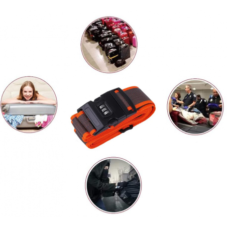 PAS BAGAŻOWY DO WALIZEK ZABEZPIECZAJĄCY Z KODEM KOD ETYKIETA IDENTYFIKATOR POMARAŃCZOWY