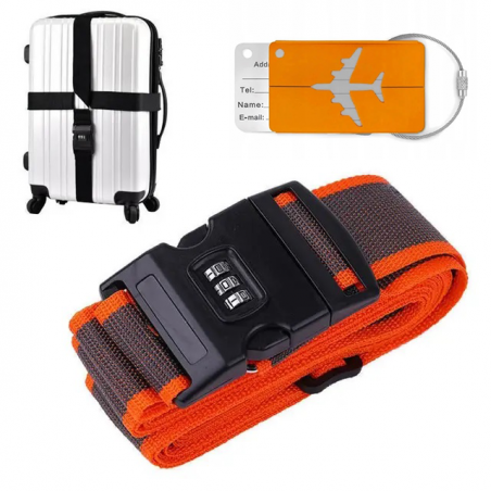 PAS BAGAŻOWY DO WALIZEK ZABEZPIECZAJĄCY Z KODEM KOD ETYKIETA IDENTYFIKATOR POMARAŃCZOWY
