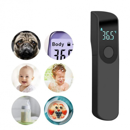 TERMOMETR BEZDOTYKOWY NA PODCZERWIEŃ LCD ELEKTRONICZNY CYFROWY CZARNY