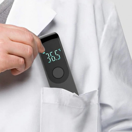 TERMOMETR BEZDOTYKOWY NA PODCZERWIEŃ LCD ELEKTRONICZNY CYFROWY BIAŁY
