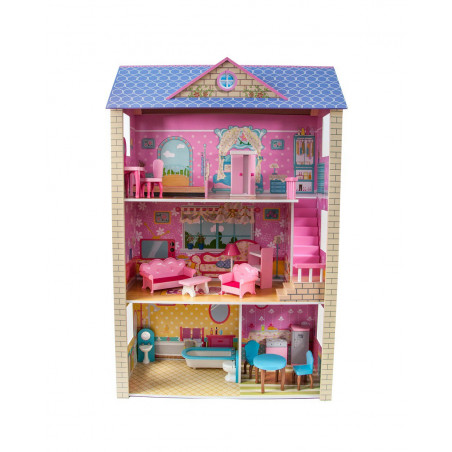 DOMEK DLA LALEK DREWNIANY 3 PIĘTROWY